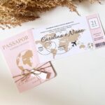 Convite Passaporte Rosa Pastel