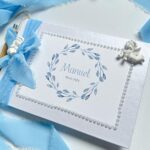 Livro de Honra Simples Azul com Anjos de Gesso