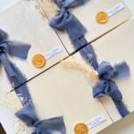 Caixa de Padrinhos Laço Azul e Tag Personalizada