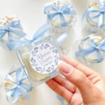 Vela Perfumada em Caixinha Transparente Laço Azul