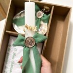 Vela de Batismo com Laço Verde