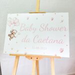 Placa de PVC Urso e Balões Rosa