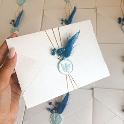 Convite Envelope Flores Azuis