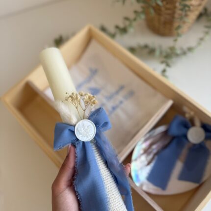 Conjunto de Batismo Azul-Escuro com Corda